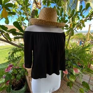 Ambiance black gauze off shoulder top